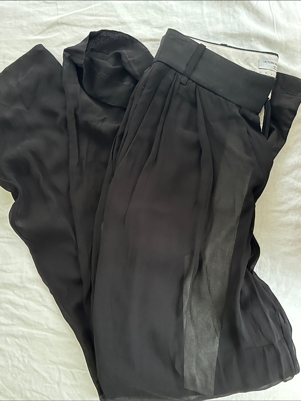 Black Sheer Wide-Leg Pants